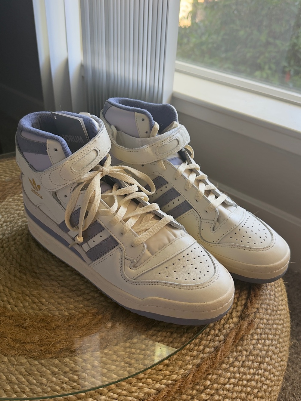 adidas Men’s High-Top Sneakers in White and Lavender